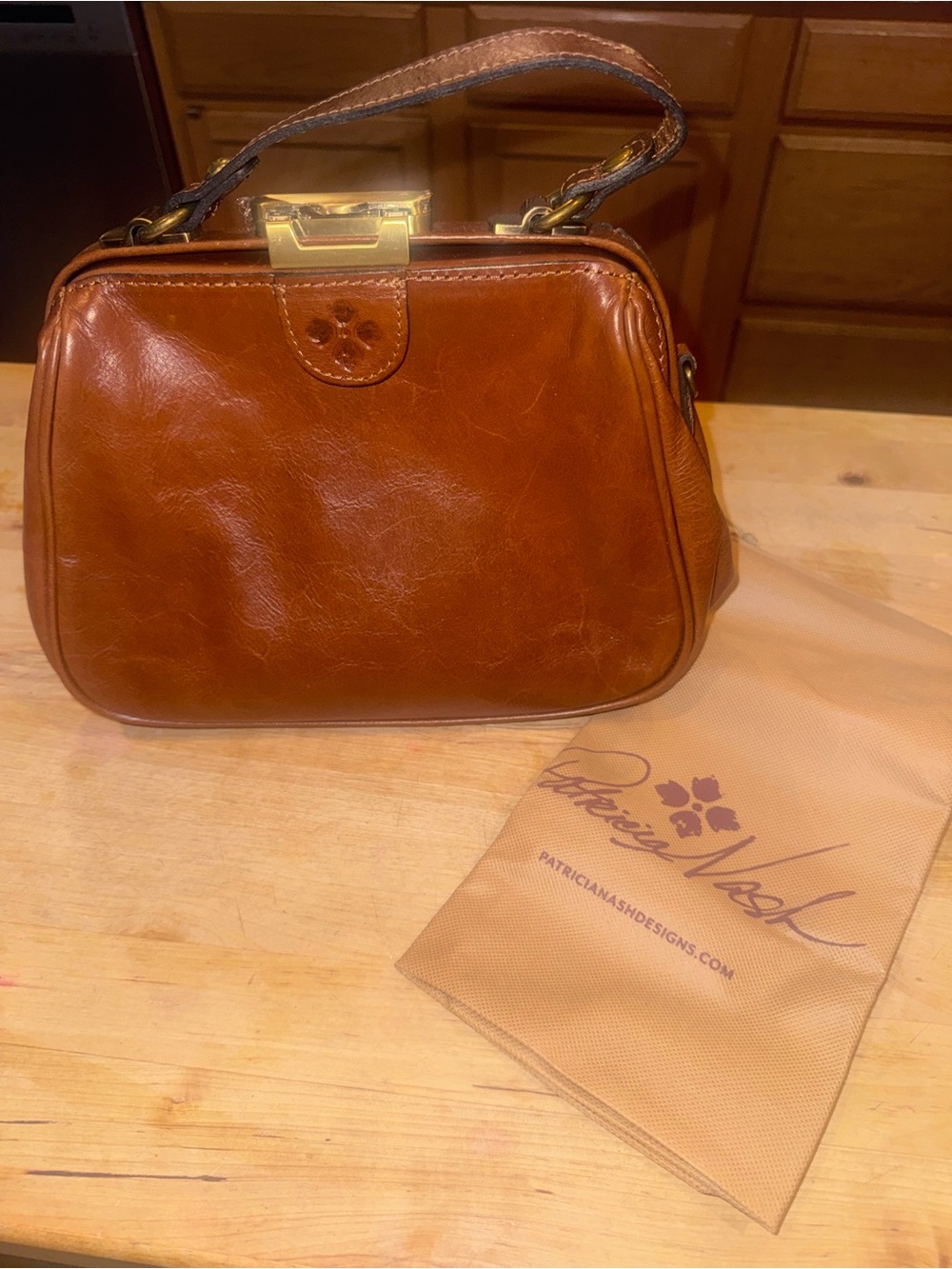 Patricia Nash Cognac Leather Frame Bag NWOT